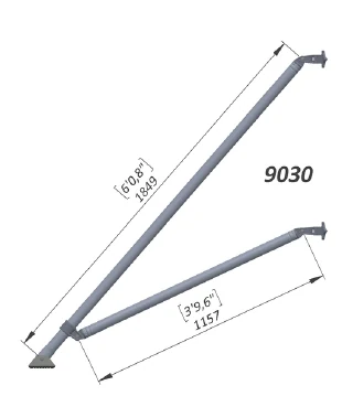 Technical dimensional illustration of Fixed Scaffold Outrigger, Part 9030