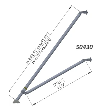 Technical dimensional illustration of telescopic scaffold outrigger, Part 50430