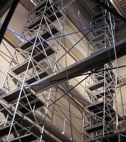 Foldable Boiler Scaffold Module | Upright Scaffold Foldable Snap-Out boiler scaffold module configured for restricted industrial access